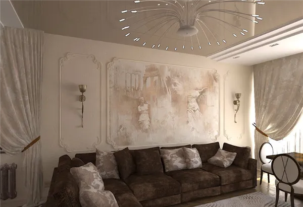 Художественная роспись стен в классической гостиной