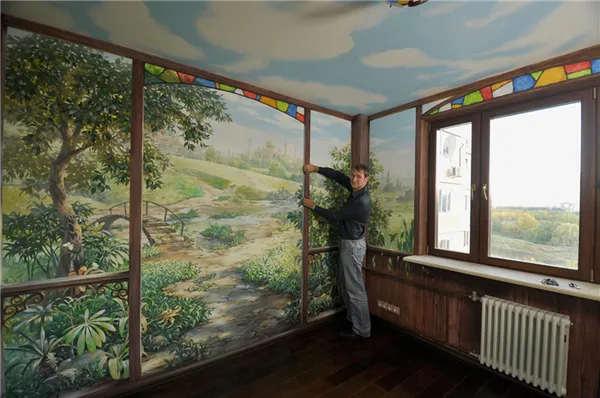 пример применения художественной росписи стен в ремонте квартиры