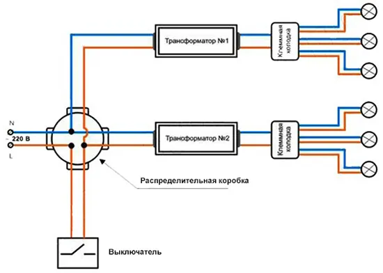 Схема подключения галогенной