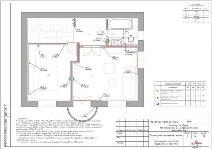 План розеточных сетей бытовых потребителей 2 этаж