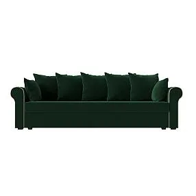 Прямой диван Рейн велюр зеленый кант бежевый