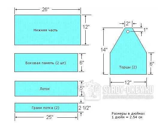 Чертеж простого ящика для инструментов