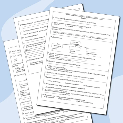 Контрольная работа по окружающему миру по разделу 