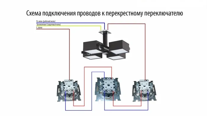 Подключение перекрестного выключателя