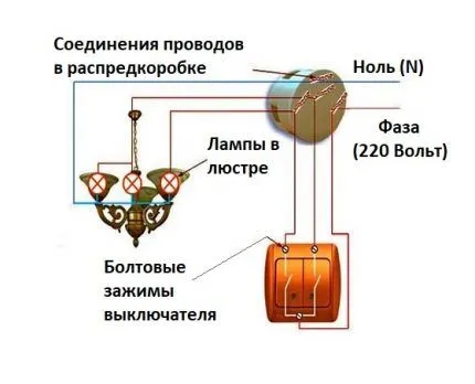 Как подключить двухклавишник к люстре