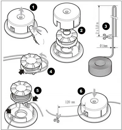 Как заправить леску в катушку триммера 5